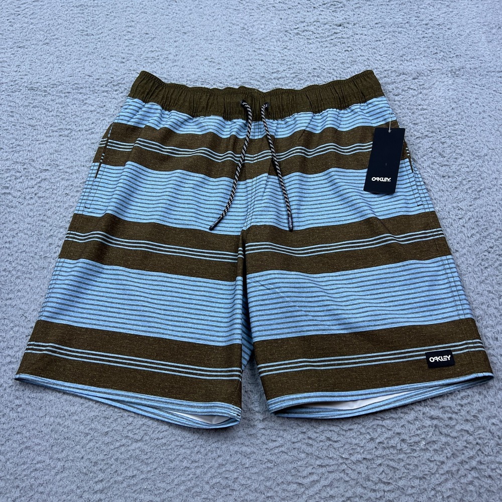 NWT Oakley Marlin RC 20" Boardshorts S Blue‎ Carafe Stripe Hydrolix Beach Shorts
